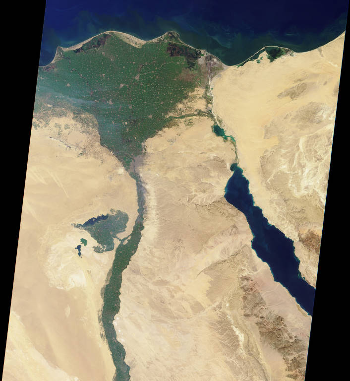 Satellitenaufnahme vom Nildelta und Nil - Ägypten