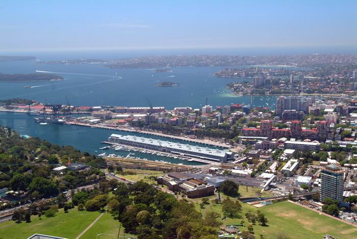 Blick auf die Wooloomooloo Bay in Sydney, Australien