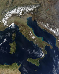 Satellitenaufnahme von Italien Satellitenaufnahme von Italien