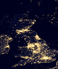 Großbritannien bei Nacht